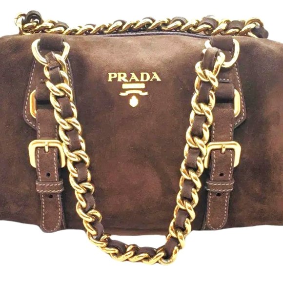 Prada Bags Vintage Prada Brown Leather Shoulder Bag Wgold Trim
